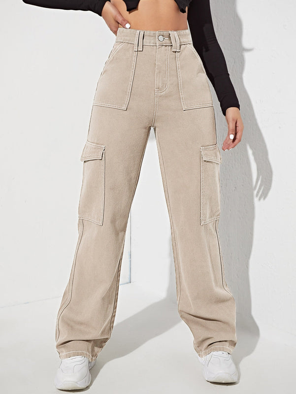 Jeans de talle alto con bolsillo lateral