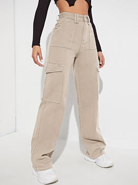 Jeans de talle alto con bolsillo lateral