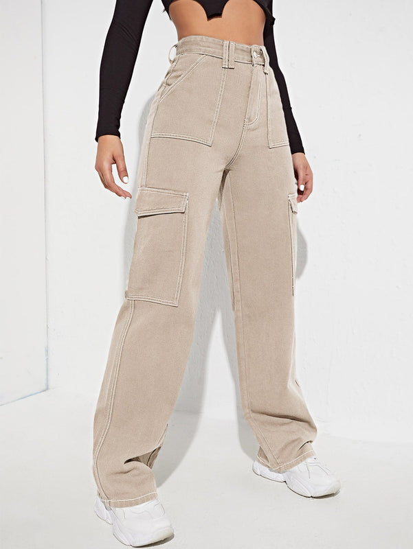 Jeans de talle alto con bolsillo lateral