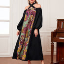 Mulvari Vestido con estampado tropical con tira cruzada de cuello halter de manga farol