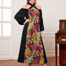 Mulvari Vestido con estampado tropical con tira cruzada de cuello halter de manga farol