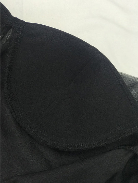 Eilly Bazar vestido ajustado de manga farol de malla transparente