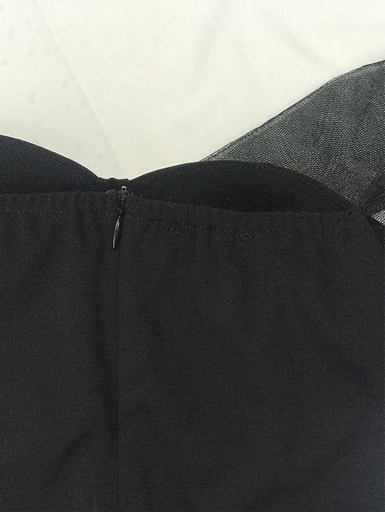 Eilly Bazar vestido ajustado de manga farol de malla transparente