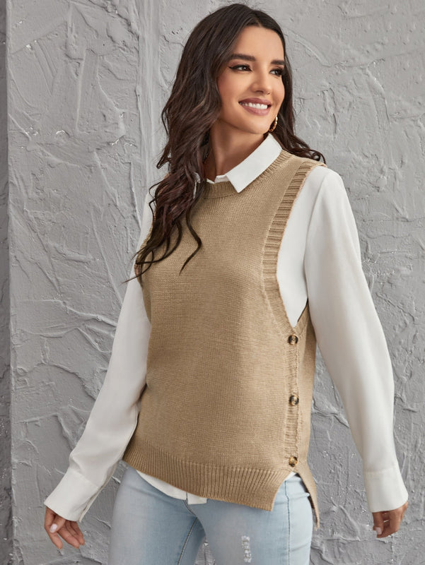 LUNE Chaleco jersey bajo con abertura con boton lateral
