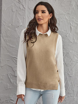 LUNE Chaleco jersey bajo con abertura con boton lateral