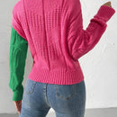 Prive cardigan cruzado con bloqueo de color y nudo frontal, para otono/invierno