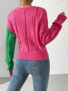 Prive cardigan cruzado con bloqueo de color y nudo frontal, para otono/invierno