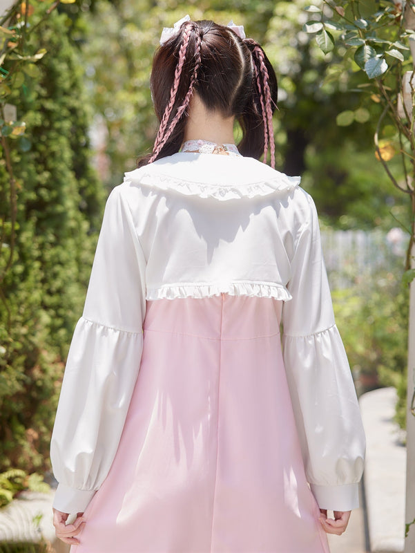 ROMWE Kawaii Camisa corta ribete fruncido de cuello exagerado