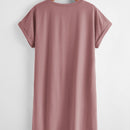 BASICS Vestido camiseta unicolor algodon manga enrollada