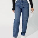 Jeans de ajuste mom de talle alto con cremallera