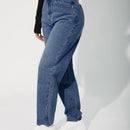 Jeans de ajuste mom de talle alto con cremallera
