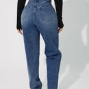 Jeans de ajuste mom de talle alto con cremallera