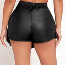PETITE Cintura alta Cremallera frontal Falda pantalon de PU para las mujeres para la fiesta