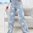 Jeans de pierna recta con estampado floral