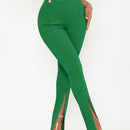 Sxy pantalones largos informales de unicolor con dobladillo dividido para mujeres