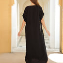 Vestido aplique de manga murcielago