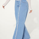 SXY Jeans de talle alto ribete crudo de pierna ancha