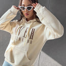 Moosta sudadera con capucha y cordon mujer, estampado "overrensando", otono