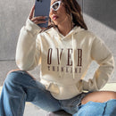 Moosta sudadera con capucha y cordon mujer, estampado "overrensando", otono