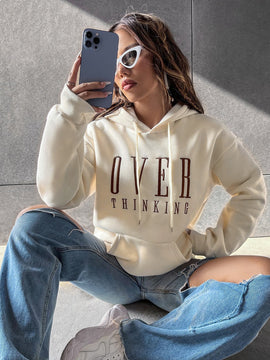 Moosta sudadera con capucha y cordon mujer, estampado "overrensando", otono