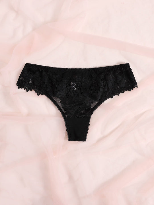 Lenceria De Encaje Floral De Tanga