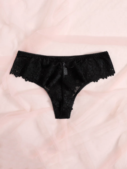 Lenceria De Encaje Floral De Tanga