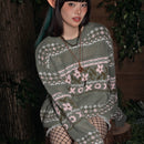 ROMWE Fairycore Jersey floral & con patron geometrico