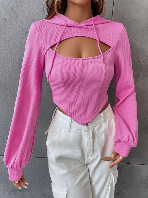 Ezwear capucha unicolor con abertura bajo hanky 2 en 1 con cordon