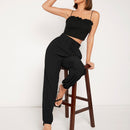 Lune pantalones de cintura con volante de cintura con nudo