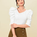 Blusa escote corazon de manga farol