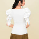 Blusa escote corazon de manga farol
