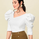 Blusa escote corazon de manga farol