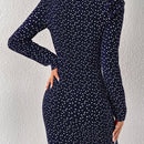 Prive Vestido ajustado con estampado de corazon de manga farol de lunares