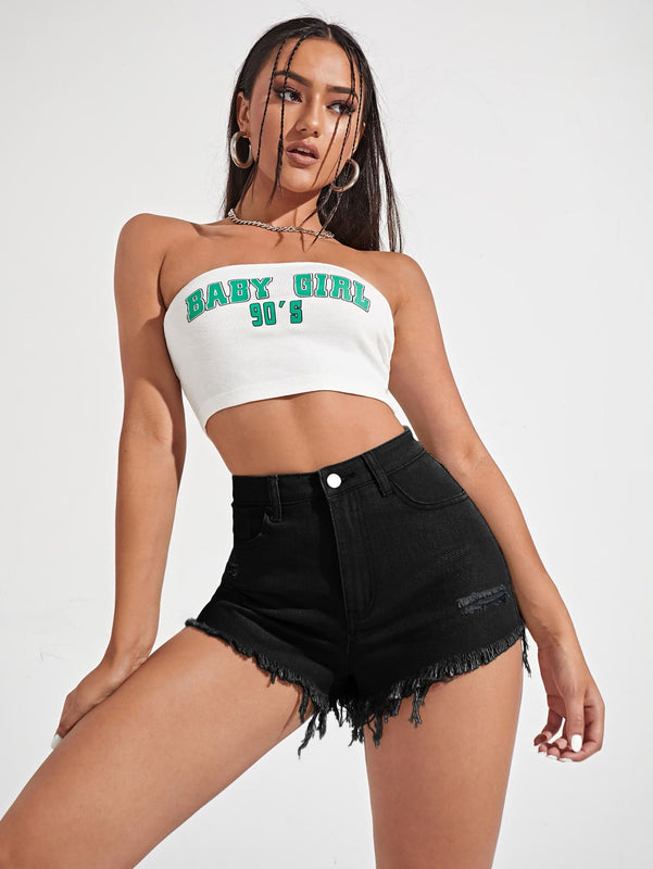 EZwear Shorts mezclilla rotos bajo crudo