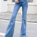 Jeans amplios bajo crudo de muslo alto