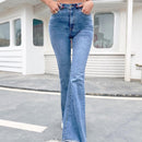 Jeans amplios bajo crudo de muslo alto