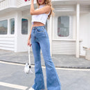 Jeans amplios bajo crudo de muslo alto