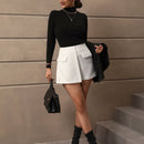 Prive Skort con diseno de solapa tweed