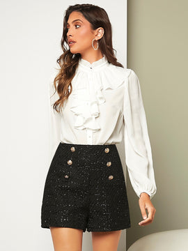 BIZwear Shorts tweed de doble botonadura ropa de trabajo