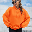 Ezwear sudadera con capucha casual de hombros caidos para mujer con estampado de eslogan, otono/invierno