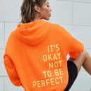 Ezwear sudadera con capucha casual de hombros caidos para mujer con estampado de eslogan, otono/invierno