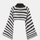 ROMWE Fairycore Jersey de rayas de cuello cisne desgarro