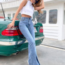 Jeans amplios bajo crudo de muslo alto
