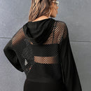 Ezwear sudadera con capucha con cordon y detalle de pedreria en los hombros sin top tubular