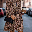 Vestido smock con estampado de manga farol bajo con fruncido