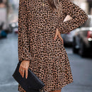 Vestido smock con estampado de manga farol bajo con fruncido