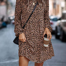 Vestido smock con estampado de manga farol bajo con fruncido