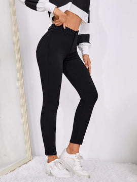 EZwear Pantalones ajustados simples y casuales de color liso para mujer, para primavera y verano