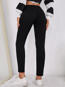 EZwear Pantalones ajustados simples y casuales de color liso para mujer, para primavera y verano