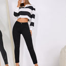 EZwear Pantalones ajustados simples y casuales de color liso para mujer, para primavera y verano